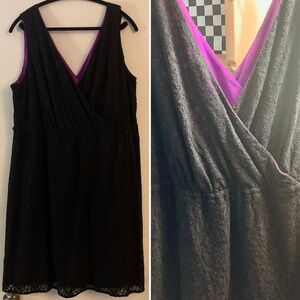 Black lace/fuchsia Lane Bryant cocktail dress, size 18/20